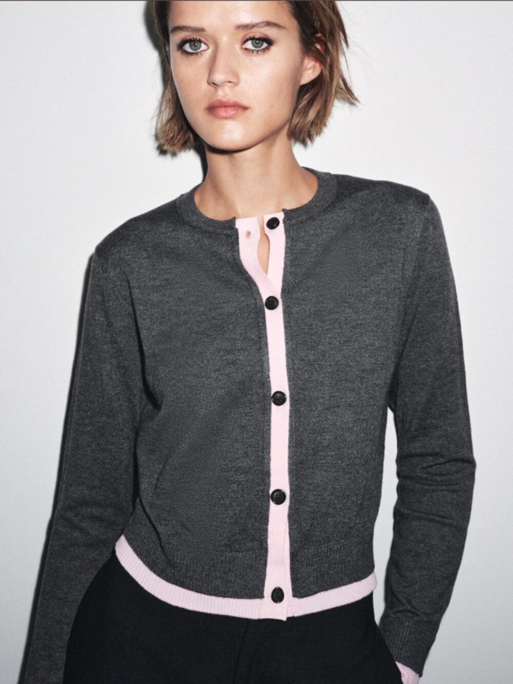 ZARA CONTRAST KNIT CARDIGAN NWT